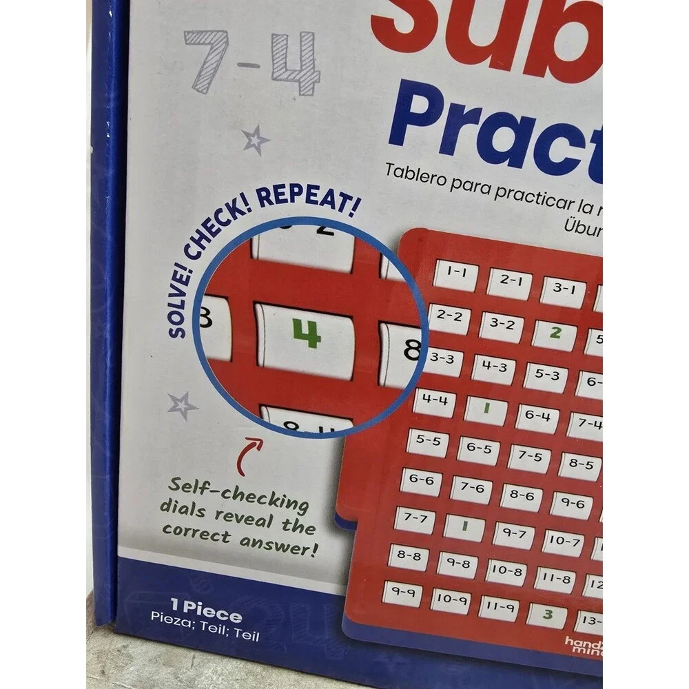 hand2mind Subtraction Practice Board Self Checking Math Learning Toy New Sealed